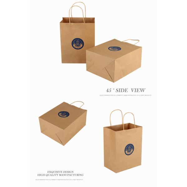 Recycled Kraft Paper Shopping Bags With Handles , Brown Paper Grocery Bags