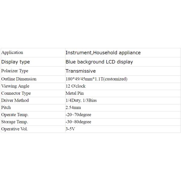 Custom Monochrome Transparent FSTN LCD Module Storage Temp -20-+70℃