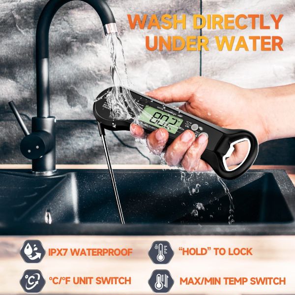 Portable Digital Display Waterproof Kitchen Temperature Sensors Thermometer
