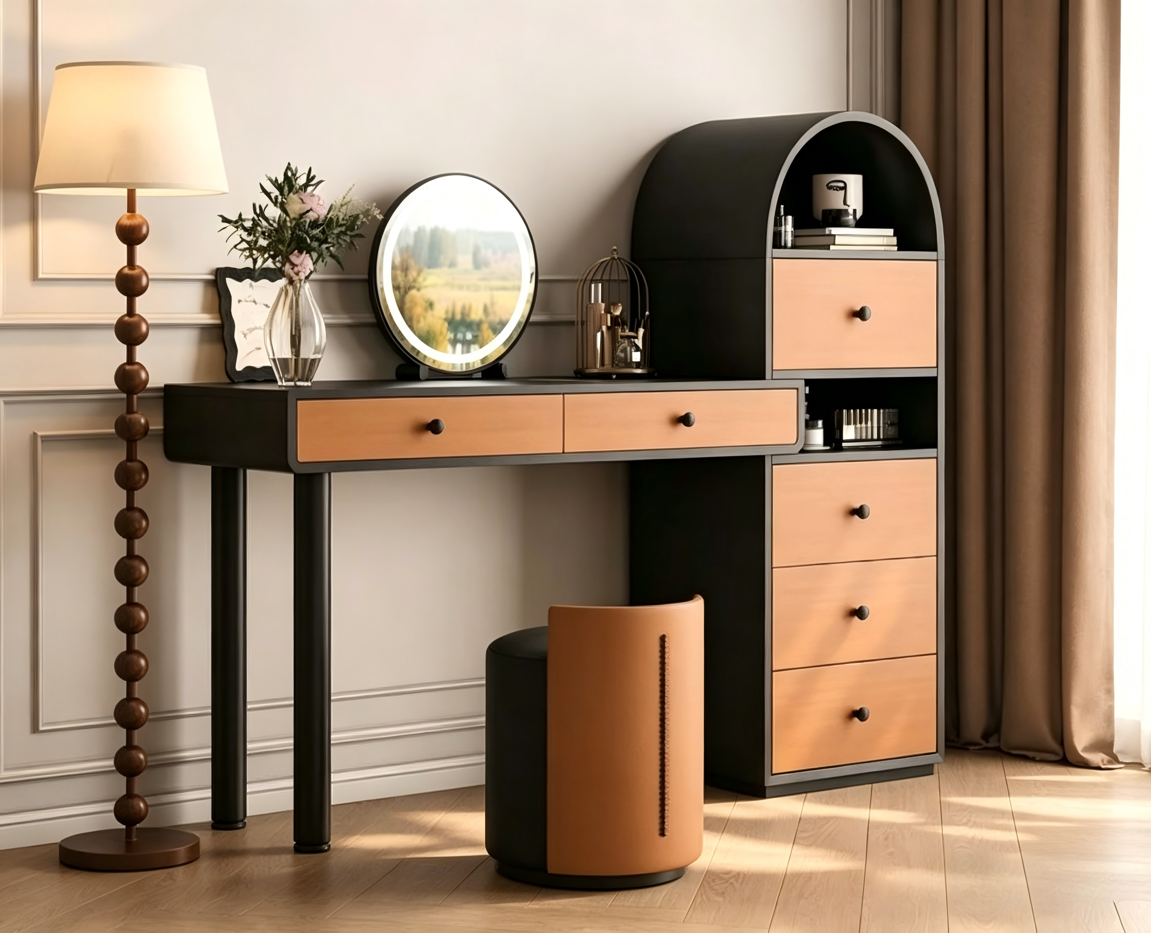Italian Luxury Vanity Desk LED Vanity Desk with Storage hotel furniture