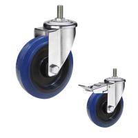 Roues en caoutchouc de roulette de tige filetées par capacité bleue de la roue 350kg de 6 pouces