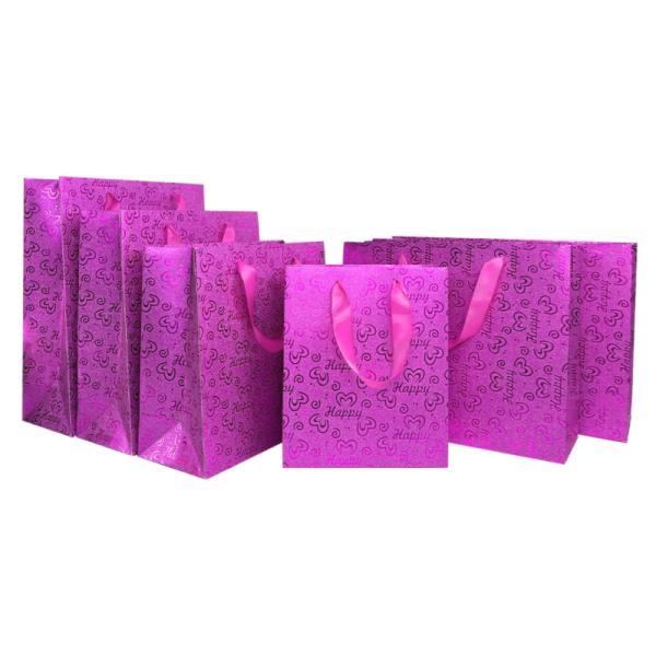 Stand Up 210gsm Craft Paper Gift Bag With Handles Hot Stamping Handbag Customization