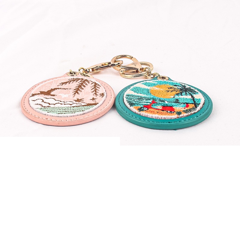 Small Cute Embroidery Key Chain Double Side Embroidery & Printing Key Chain for Cartoon Characters