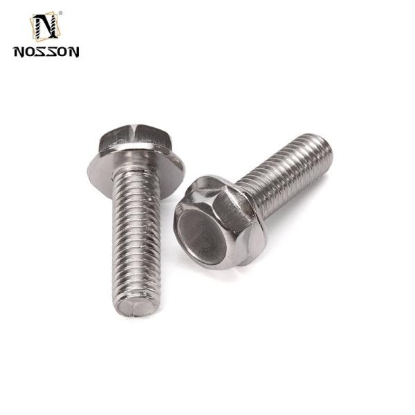 Durable DIN Standard 304 Stainless Steel Anti Slip Toothed Flange Screw with External Hexagonal Washer Bolt Plain Finish