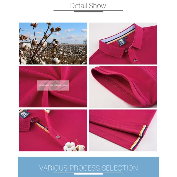 Embroidered  Quick Dry Slim Fit Work Polo Shirts  Cotton Plain Solid Color Classic Design