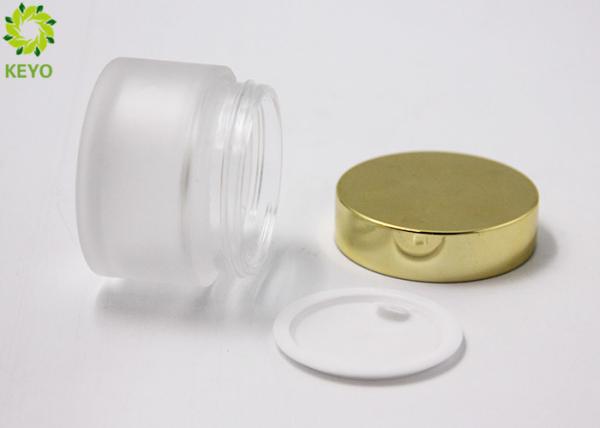 30g 1 OZ Frosted Cosmetic Jars Glass / Cosmetic Containers With Gold Screw Cap