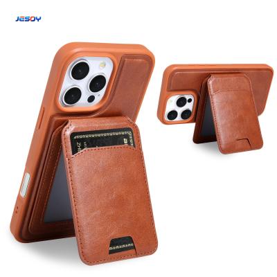 Brown Custom Logo Phone Cases Shockproof Phone Case With Magsafe Wallet Stand Card Holder