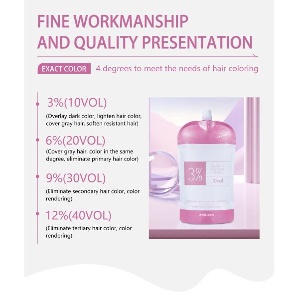 Développeur de couleur capillaire organique PureStyle 3% 6% 9% 12% Crème peroxyde OEM/ODM