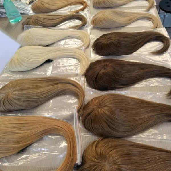 Perruques médicales naturelles en silicone, blondes, pour la perte de cheveux médicale