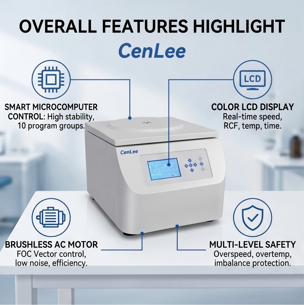 Cosmetic R&D High Speed Centrifuge CenLee2050 20500rpm 29200xg Microcomputer Controlled 304SS