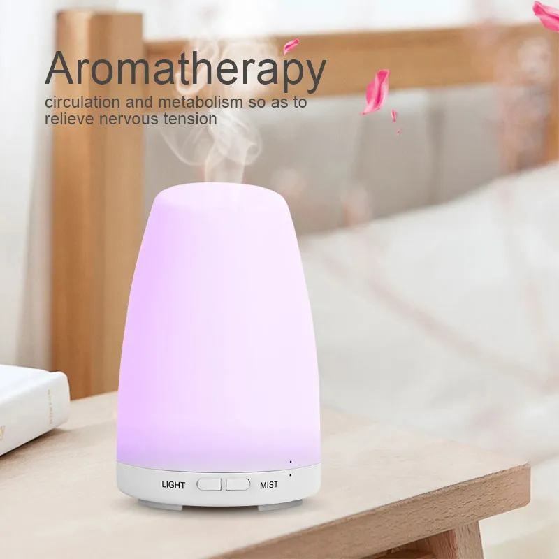 Urpower 100ml Ultrasonic Aroma Essential Oil Diffuser with 7 Color LED Lights US Plug Humidifier for Household