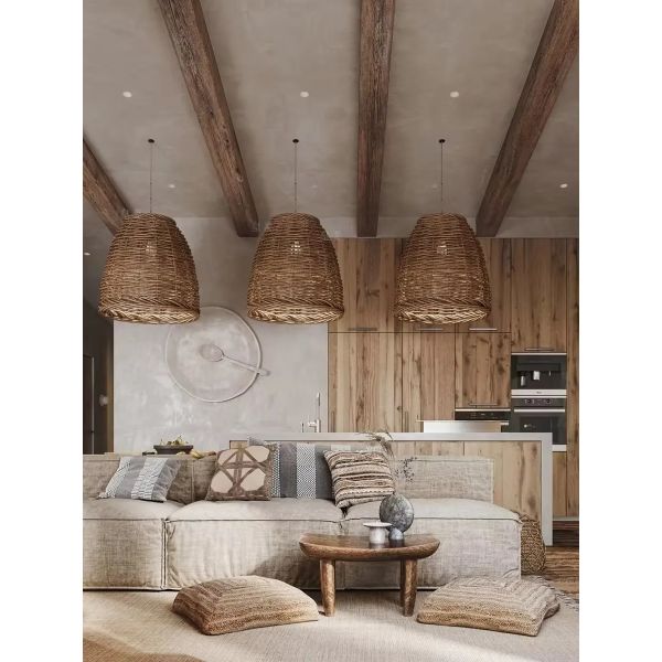 Kitchen Pendant Lamp Resort Hotel American Natural Handmade Real Rattan Pendant Lamp(WH-WP-119)
