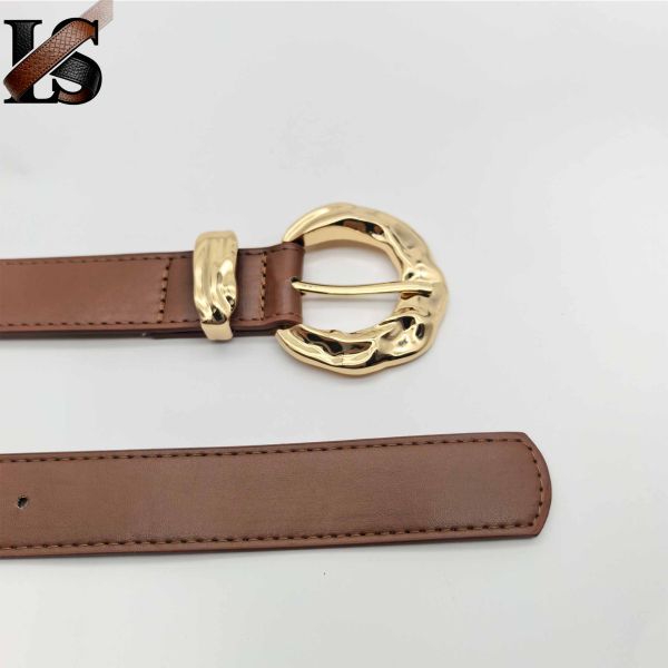 Manufacturer Casual Leather Belts Brown Large Pin Buckle with alloy washer buckle