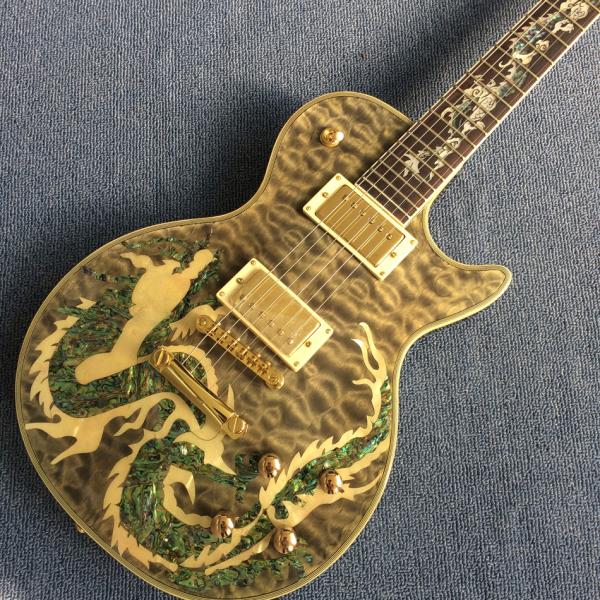 New high-quality custom LP electric guitar, Abalone Dinosaur inlaid fingerboard & body custom LP Electric guitar