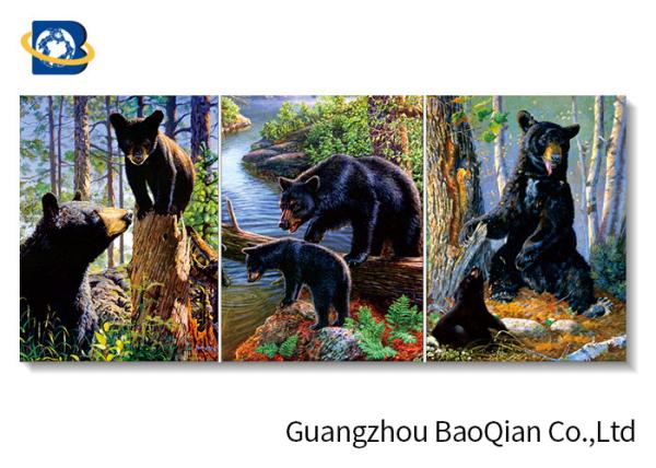 Wall Art Stretched Picture Of Wild Animal Black Bear / Deer For Bedroom Decoration