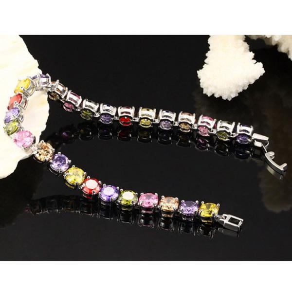 Princess Multicolour Cubic Zironia Tennis Bracelet Charm Women Wedding Jewelry (JKS408MULITI)