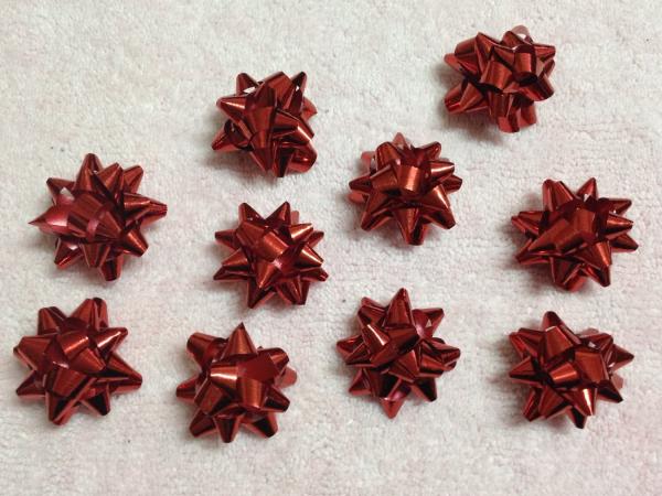 Professional Metallic and Holographic Mini Gift star bow 3 / 4 diameter , 3mm width