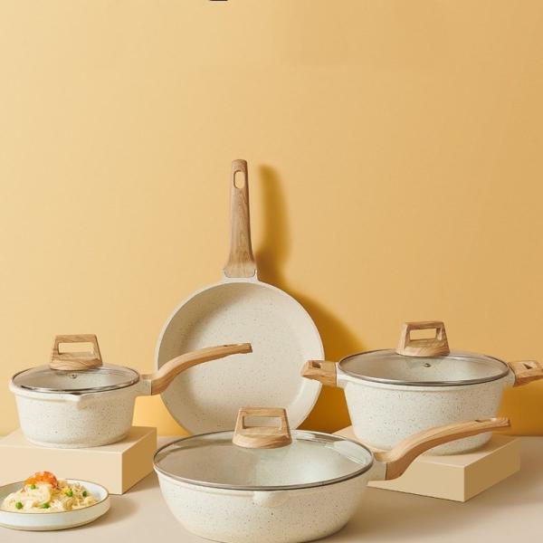 10-Piece Non-Stick Aluminum Pot Medical Stone pot Set