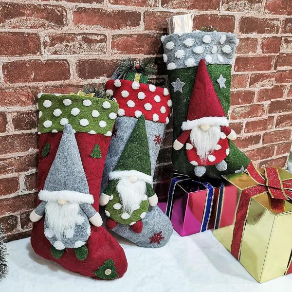 Stocking 3 Pack, 19 Inch 3D Gnomes Santa Christmas Beauty Cleansing Brush Facial Scrub Christmas stocking