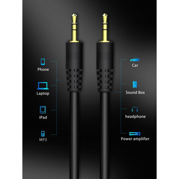 5 Feet 3.5 Mm Auxiliary Audio Cable , IPods Car Stereo Cable