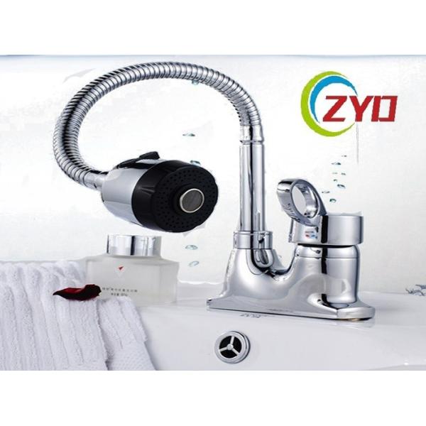 Swivel Gooseneck Faucet Spout Chrome Plated Surface Silver Shower Head