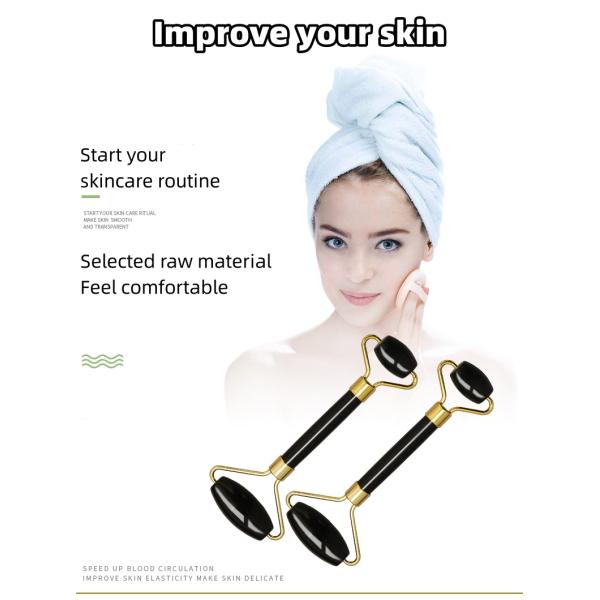 Muscle Massage Custom Black Bian Stone Gua Sha Scraping Board Guasha Face Roller Gift Box Set for Spa Skin Care Routine