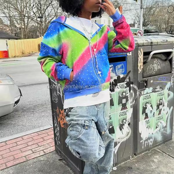 Vintage Hoodie de gran tamaño sin cuerdas con estampilla de pintura con spray