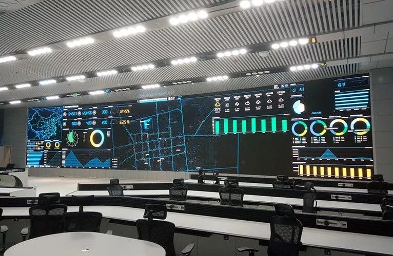 Светодиодный экран для помещений RoHS, полноцветный, P1.5, светодиодная стена для командного центра