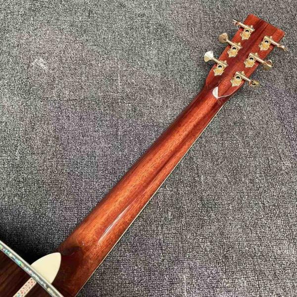 Custom Logo on Headstock, Solid Spruce OM Body Solid Rosewood Back Side Acoustic Electric Guitar Abalone Binding