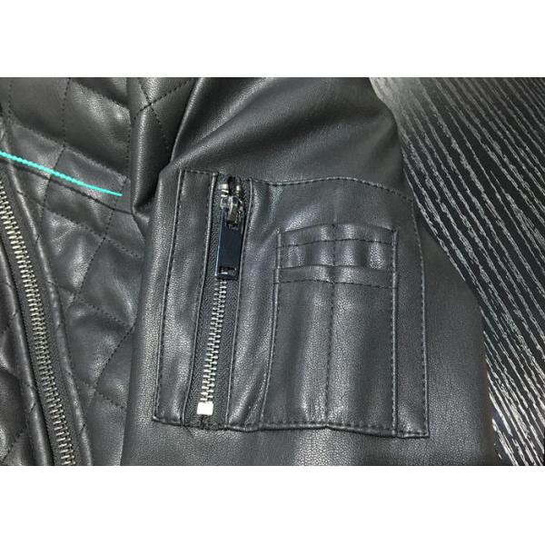 Winter Pleather Black Women Pleather Coats Ribbed Collar And Hem XS - XXL Size