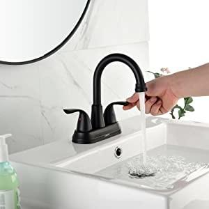 4'' High Arc Centerset Bathroom Faucet In Satin Nickel Matte Black