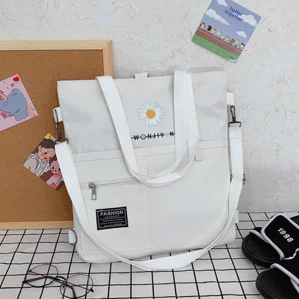 Canvas Ostrich Pattern Wearable Shoulder Yellow Customized Printed Logo Tote Bag