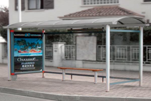 Safety Artistic Stainless Steel Bus Shelter With Seats / Garbage Bins / Line Signs