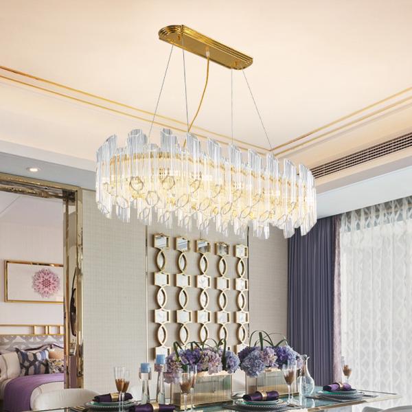 O pendente K9 E14 luxuoso de cristal ilumina luzes de teto dadas forma ovais