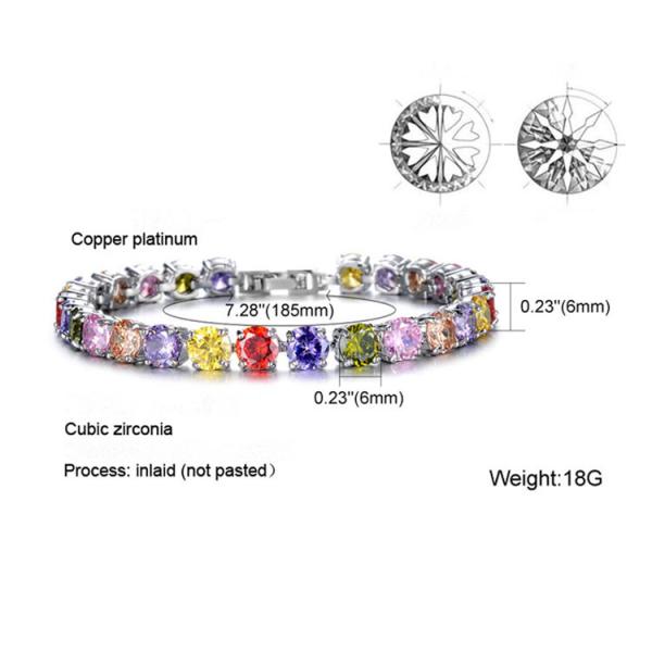 Princess Multicolour Cubic Zironia Tennis Bracelet Charm Women Wedding Jewelry (JKS408MULITI)