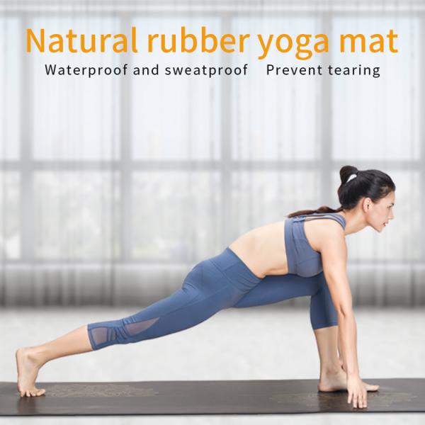 Golden Mandala With Position Line 5mm 68cm Wide PU Rubber Non Slip Yoga Mat For Pilates Fitness