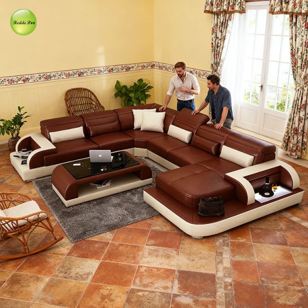 Custom Reclining Leather Couch Sectional Lounge Set Modular Corner Sofa
