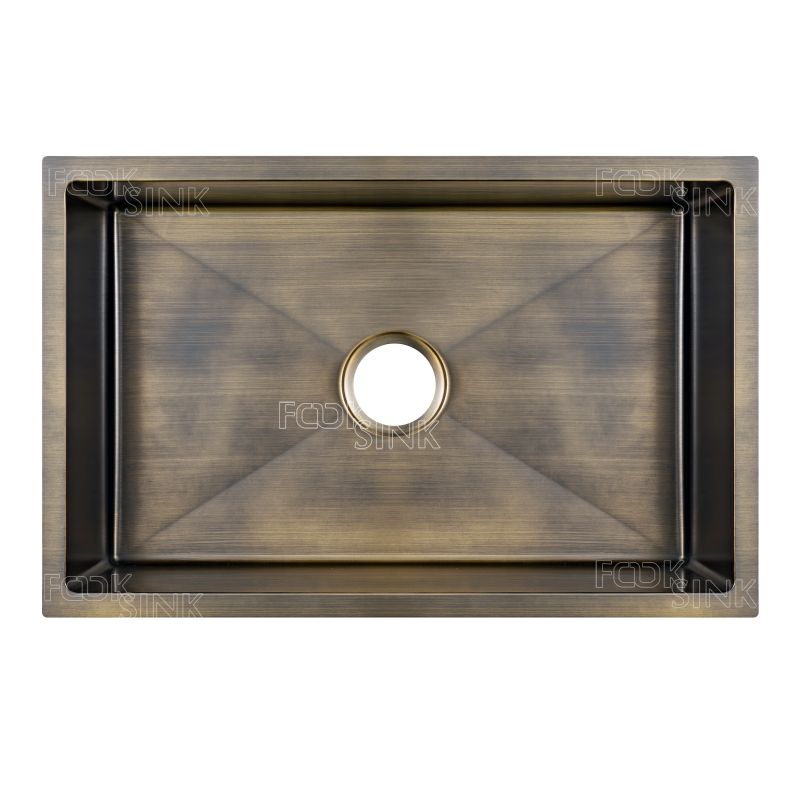 Nordic Simple SUS304 Antique Golden Stainless Steel Kitchen Sinks Art Basin Rectangular Modern Bathroom Sink Evier De Cuisine Handmade Sink manufacturer wholesale 550x450mm Sink