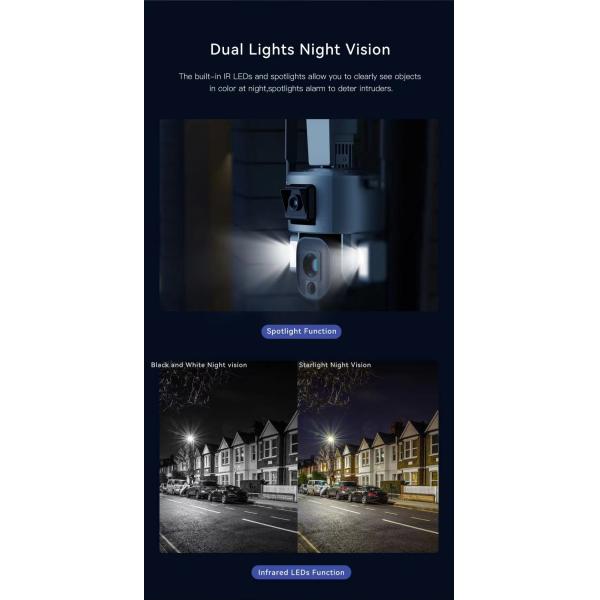 4K Solar Human Double Lens Surveillance Camera with Onboard Storage and Solar Power