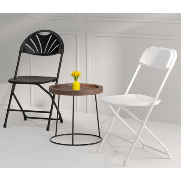 Modern Design Outdoor Waterproof Stackable Black Fan Back Folding Chairs for Events