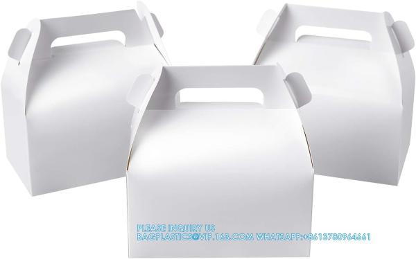White Treat Boxes, Party Favor Boxes Gable Boxes Gift Boxes For Kids' Birthday Party, Wedding, Baby Shower, With Tag