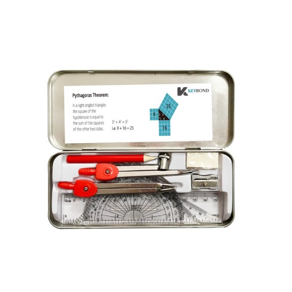School And Office Compass Ruler Pencil Metal Box Kit 10PCS Geometry Set