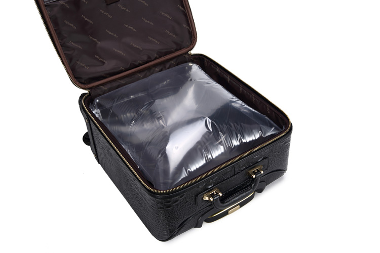 Fashion Leather Luggage Bag PU Leather Rolling Medium Suitcase 4 Wheels
