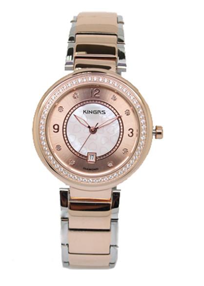Rose Gold Luxury Ladies Fashion Watches With Diamonds 34.0mm,Women Jewelry Wrist Watch with stainless steel case & back