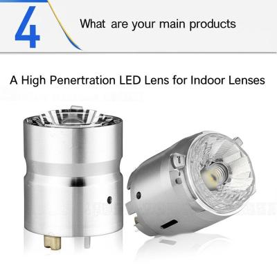 FAQ 4 What are your main products A High Penertration LED Lens for Indoor Lenses Tracking Light TIR Lens