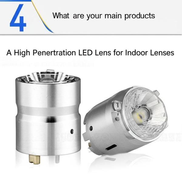 FAQ 4 What are your main products A High Penertration LED Lens for Indoor Lenses Tracking Light TIR Lens