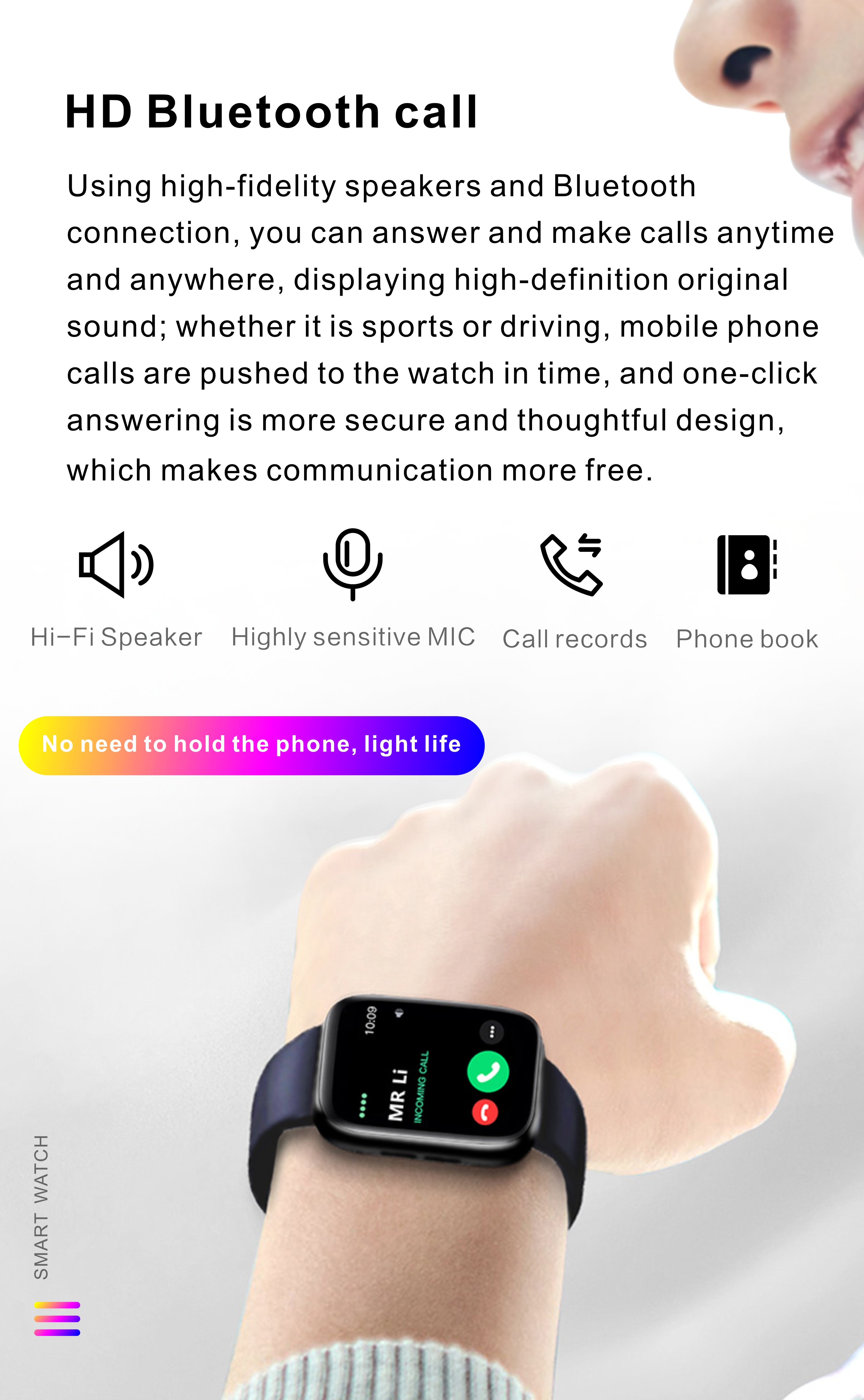 1.6Inch 180mAh Bluetooth вызывая Smartwatch