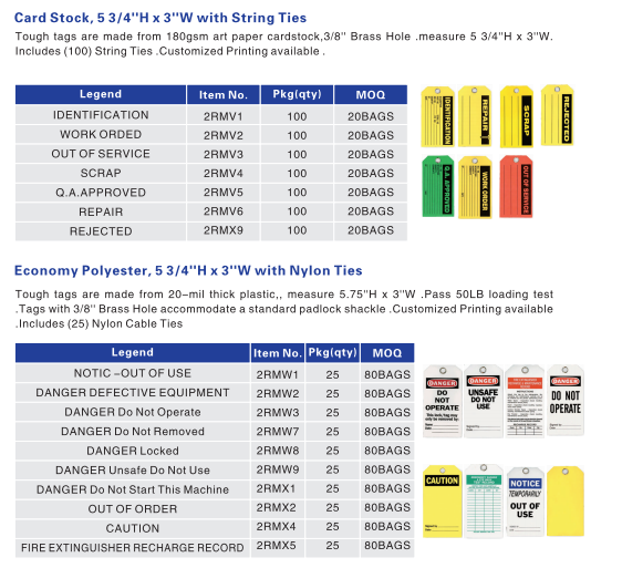Custom Plastic Indicating Tag PVC Waterproof Safety Tag