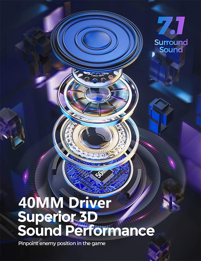 шлемофон 7,1 игры 2.2M окружает - ядрового диктора ПК 40mm