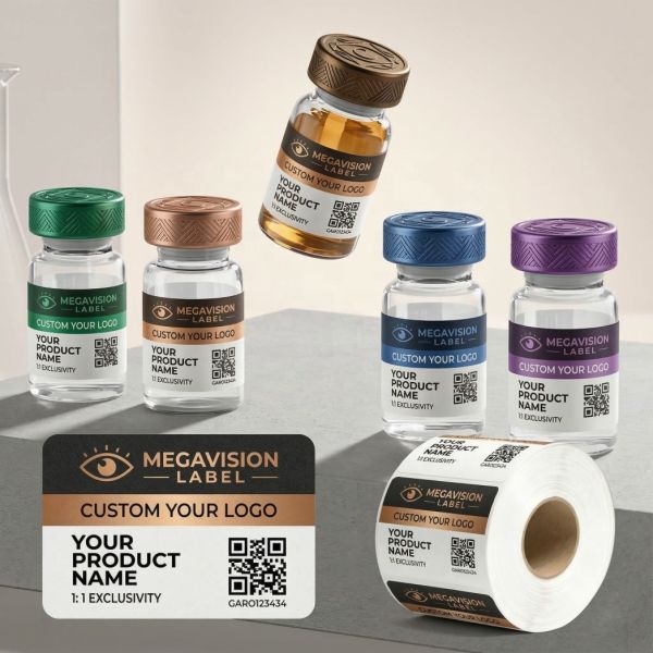 Custom Logo 3ml 5ml 10ml Peptide Vial Labels With Temperature Resistance Strong Adhesive Vinyl for Lab Glassware